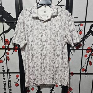 Hickey Freeman Tropical Palm Tree Polo Shirt Size Small‎